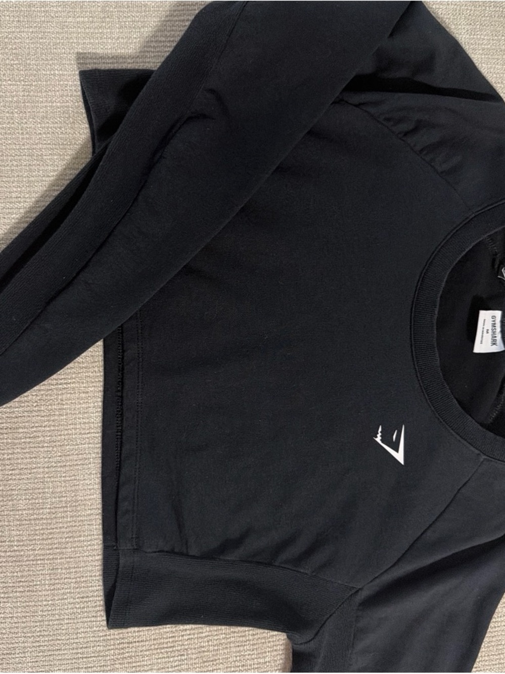 Gymshark Women’s Black Crop Sweatshirt with White Logo
